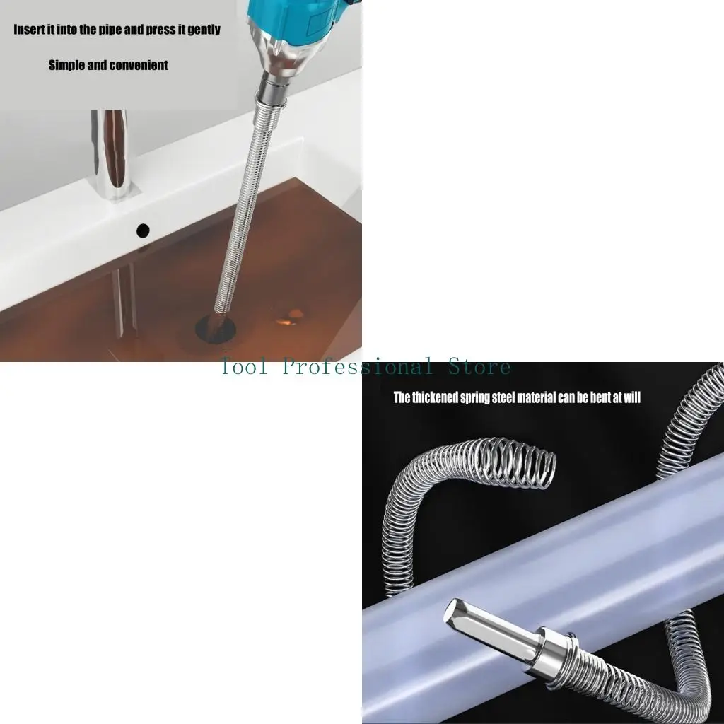 57QF Electric Drill Drain Auger Snake Spring Cleaner Tool With Reinforced Steel Coil Design For 35mm to 100mm Pipe Unclogging