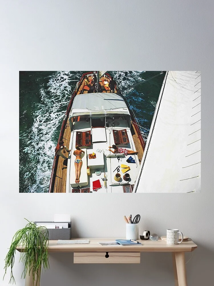 Retro Deck Dwellers By Slim Aarons, Print Art Canvas Poster, For Living Room Decor, Home Wall Picture