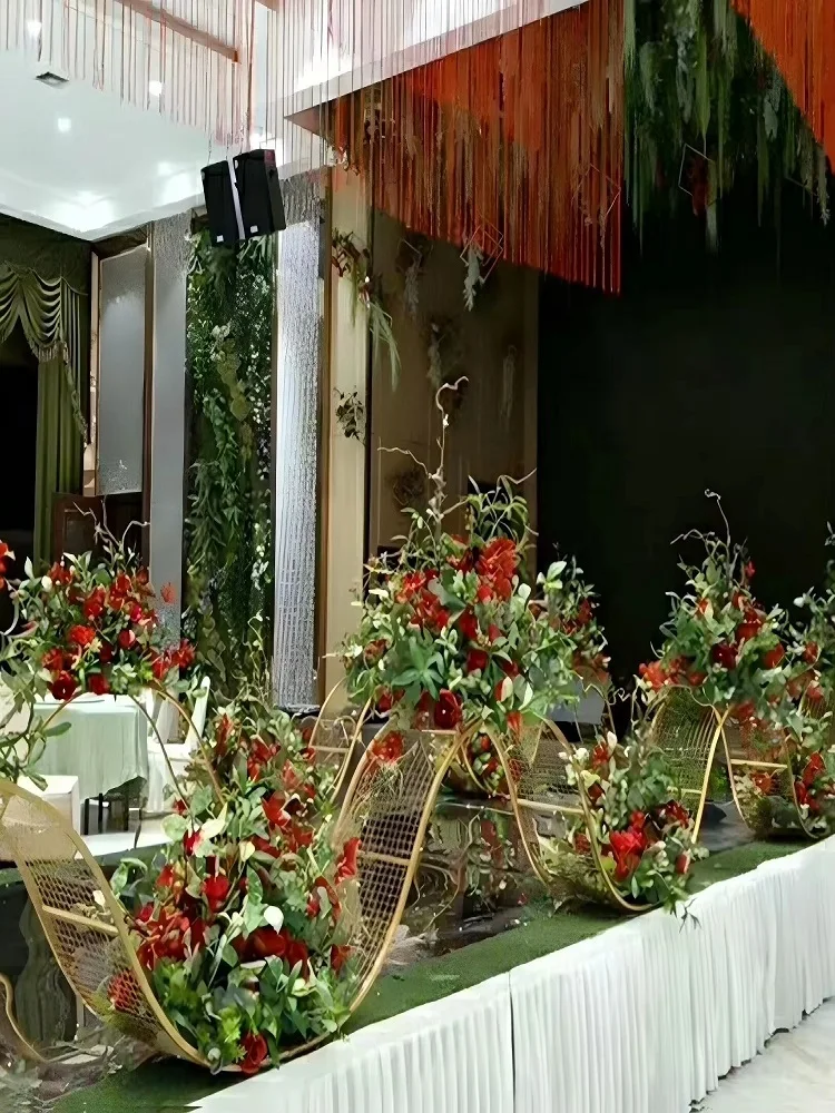 Ein Muss für Hochzeiten, Festivals und Partys! S-förmige große Wellen-T-Bühne mit Blumendekoration, 6 Stück – Detail 5