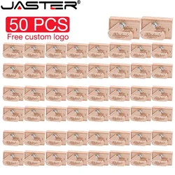 회전식 나무 USB 2.0 플래시 드라이브, 무료 맞춤형 로고 펜 드라이브, 64GB 메모리 스틱, 창의적인 선물, 32GB, 16GB U 디스크, 128GB, 50 개 로트