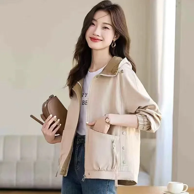 

Новый летний плащ, женская повседневная ветровка, куртка, женская мода, свободное женское пальто с капюшоном, топы