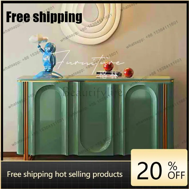 jj4 Light luxury solid wood porch cabinet European simple foyer decorative cabinet