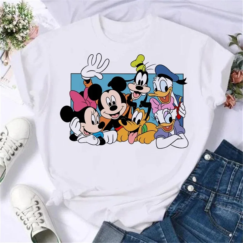 

Disney Family Holiday T-shirt Kawaii Michimini Donald Duck Daisy Print Fashion Casual Women's T-shirt