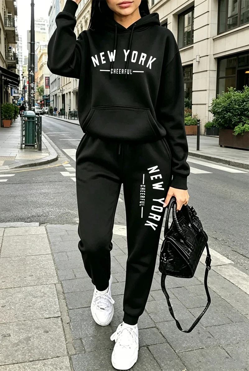 Hot Sales Womens Outfits Fall Winter Casual Sweatshirts Outdoors Sports Jogging Woman Clothing Daily Single Piece Hoodie Pants
