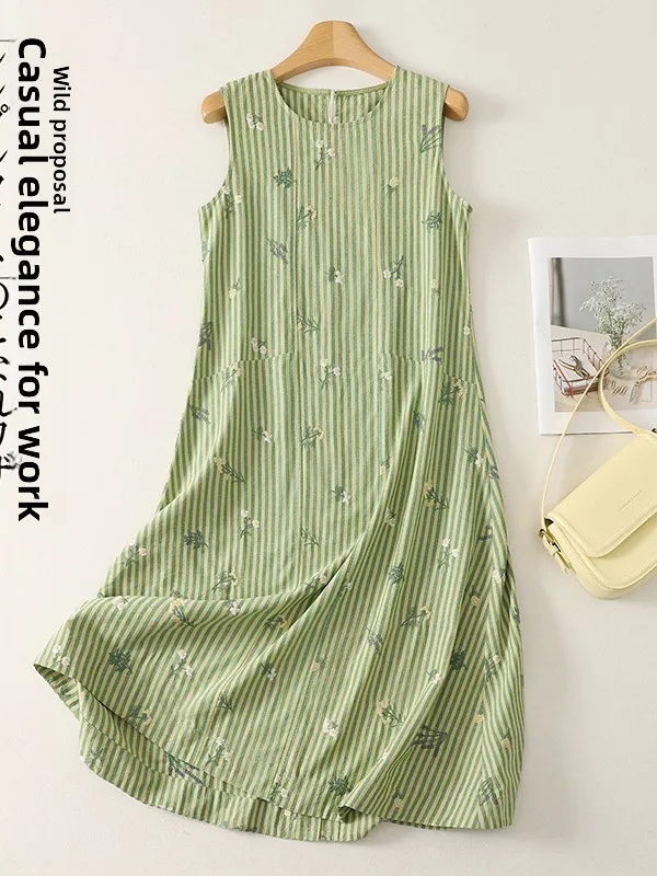 

Платье для беременных без рукавов с цветочным принтом, женское, больших размеров, повседневное, с завышенной талией, длинная юбка, художественный дизайн, А-силуэт