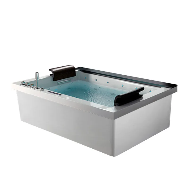 

Modern And Minimalist Black And White Rectangular Spa Pool Massage Whirlpool Twin Bathtub With Embedded 1.9 Meter Hotel Villa