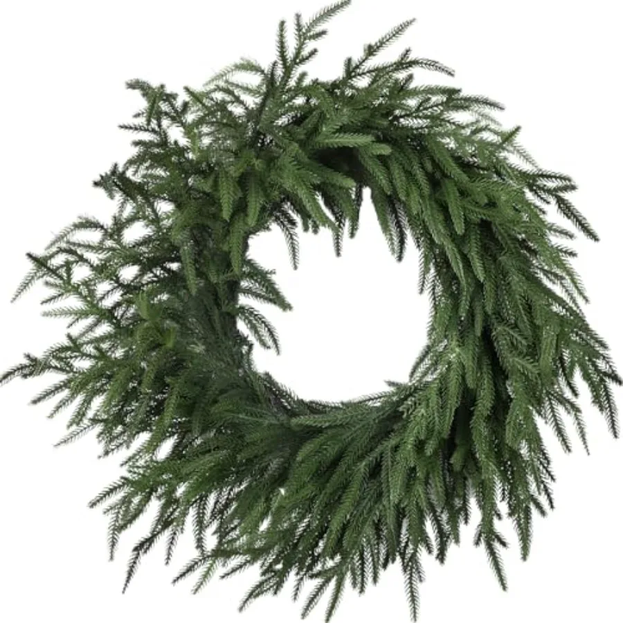 

Christmas Pine Wreath Christmas Wreaths for Front Door Real Touch Artificial Green Pine Wreath for Home Indoor Outdoor Wall Win