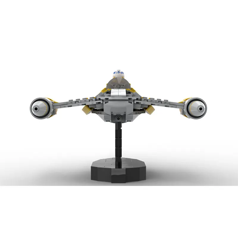 Moc bloco de construção série nave espacial filme quente amarelo nave espacial criativo tijolo modelo educação brinquedo aniversário MOC-102833 367 pçs