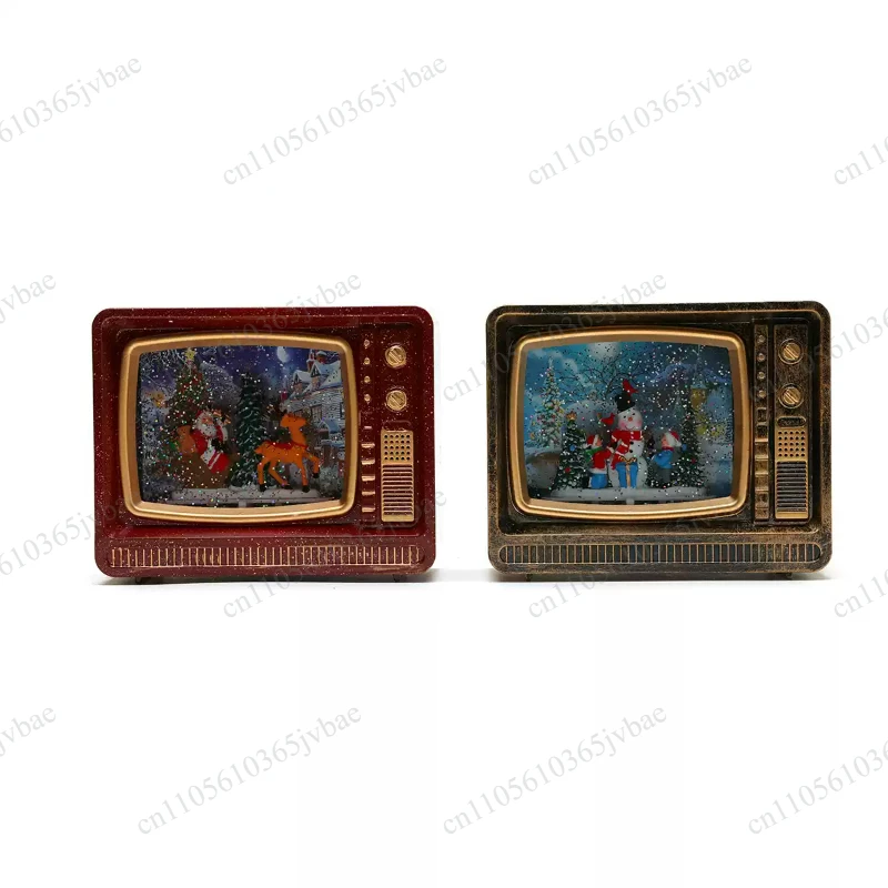 Music Box, Christmas Decoration & Gift Ornament-New Arrival Christmas Musical Snowing Water-Filled TV Night Light