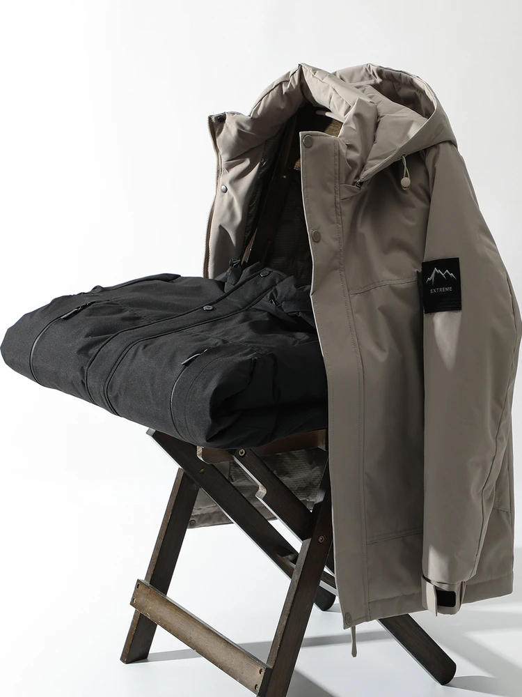 

Thiened High Fluffy Wool Filling Cotton Jaet for Men Autumn Winter Anti Wind Warm Hooded Zipper Decorated Stand Fit Fa...