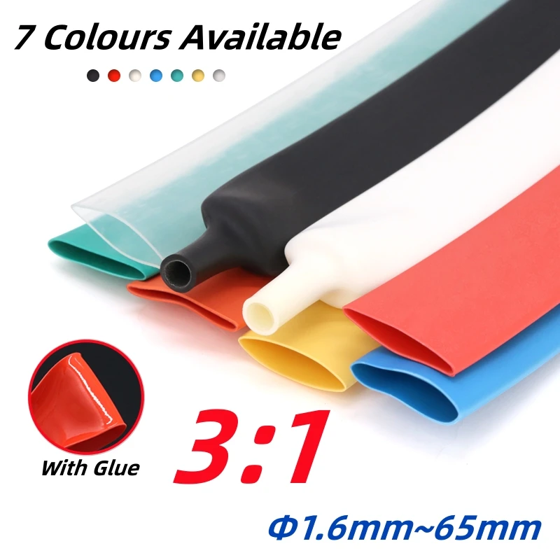 3:1 Heat Shrink Tube With Double Wall Glue Tube Diameter 1.6/2.4/3.2/4/4.8/6.4/7.9/9.5/12.7/15.4/19.1/25.4/30~65mm 3:1 Shrinkage