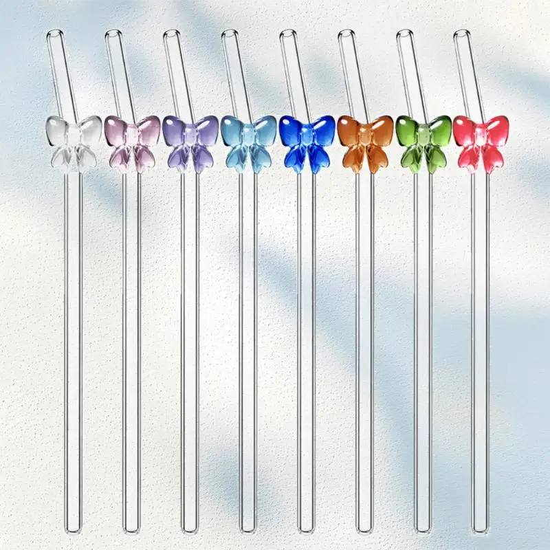 1pc 8mm , Reusable Drinking Straws Cute Butterfly Heat-Resistant Straw For Festival Party Wedding Cocktail Bar Beachs