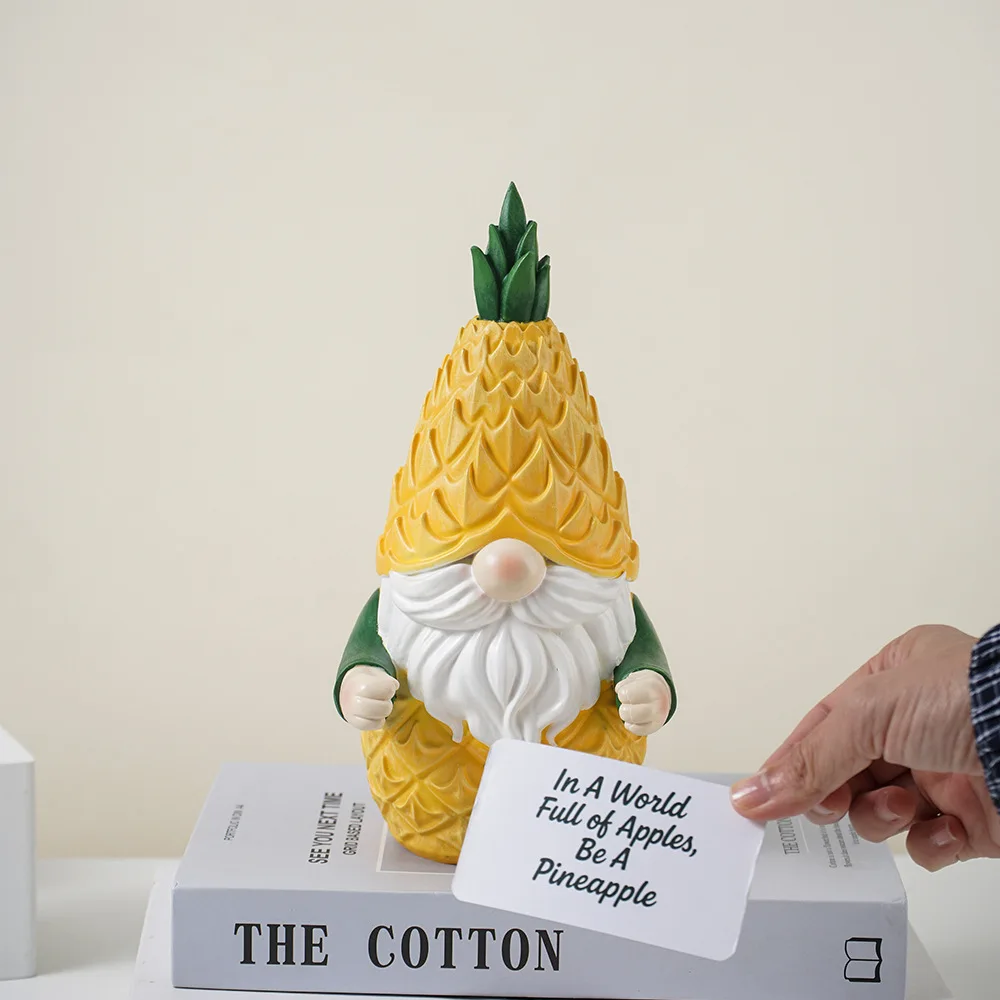 Pineapple Gnome Business Card Holder Gnome Decorative Ornament Home Resin Crafts Holiday Gifts