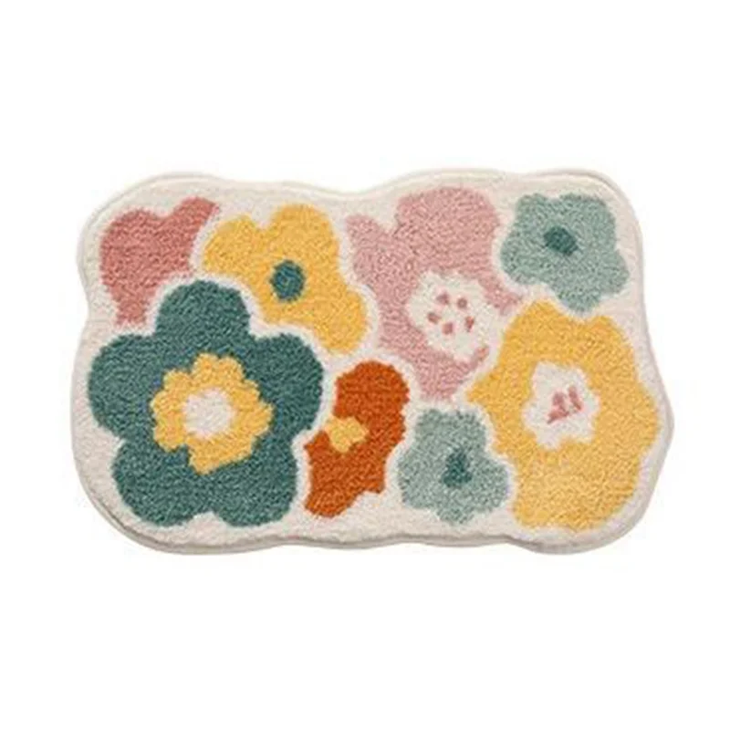 

ABKJ-Cute Flower Bathroom Rug, Machine Washable Bathroom Floor Mat, Extra Soft Absorbent Non-Slip Bath Rug Easy Install ,50X80cm