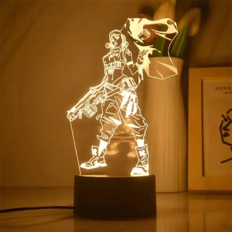 Valorant Game Figure Acrylic  Led Night Light Kids Anime Figures Valorant Bedside Lamp for Children Bedroom Decor Birthday Gift