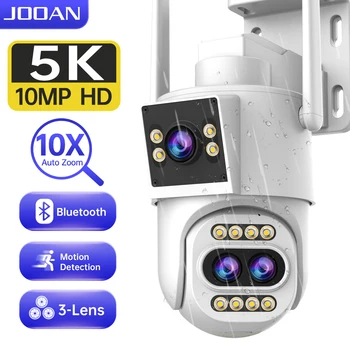 JOOAN 5K 4K HD IP Kamera Açık Üç Lens 10X Optik Zoom WiFi Güvenlik Kamerası Otomatik Takip CCTV Kamera Video Gözetim