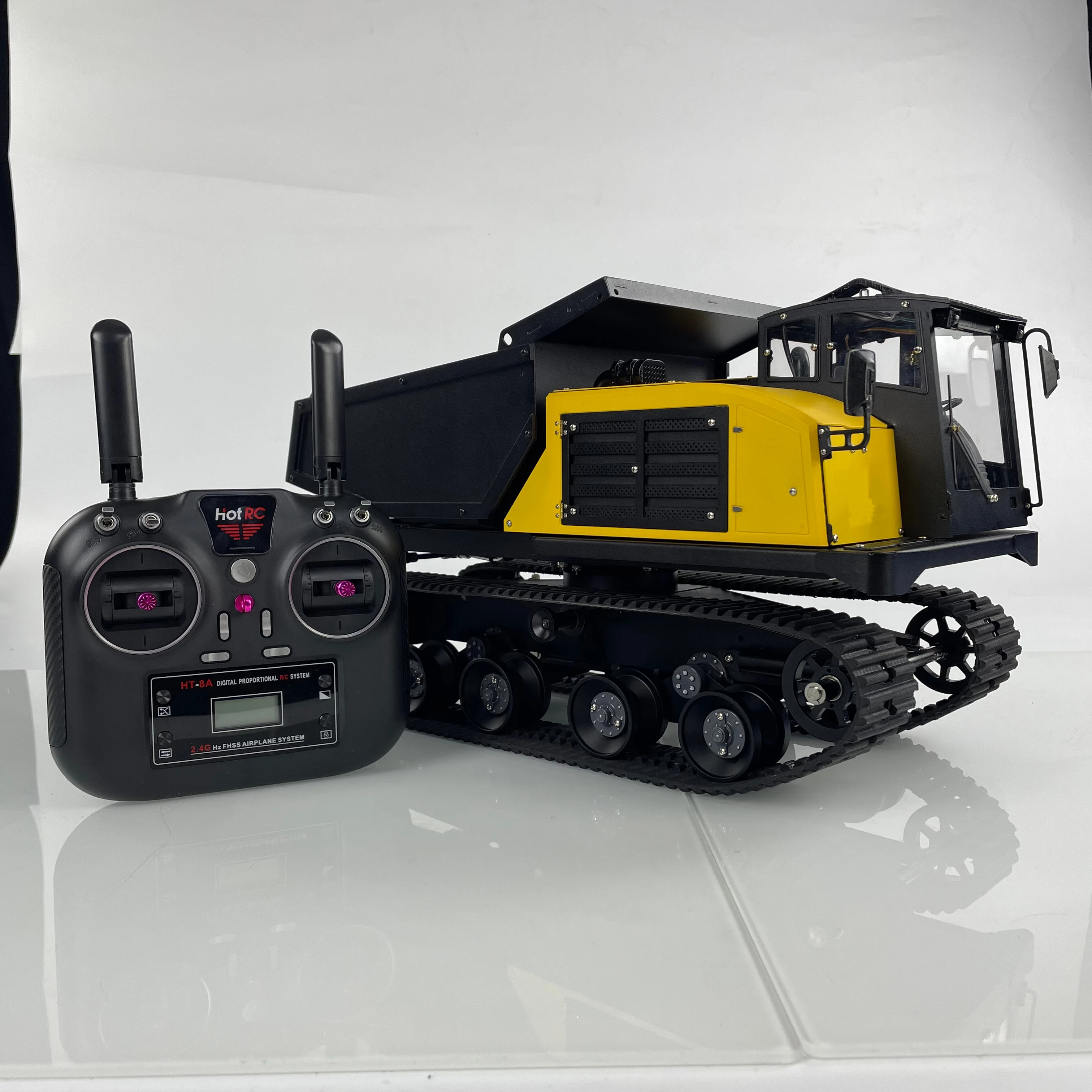 New 1/14 RC Hydraulic Tracked Truck T14r RTR Radio Control Metal Dumper Car Model 360 Degrees Rotation with Light Sound System