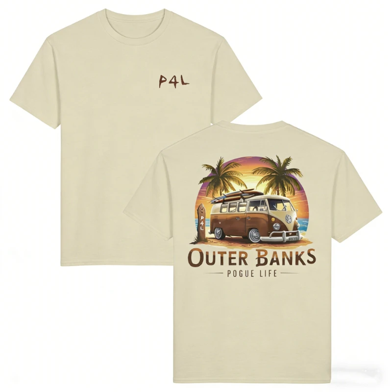 

Футболка винтажного стиля Surf Van Outer Banks Pogue Life, унисекс, в стиле хипстер, уличная мода, с принтом, стандартный крой, короткий рукав