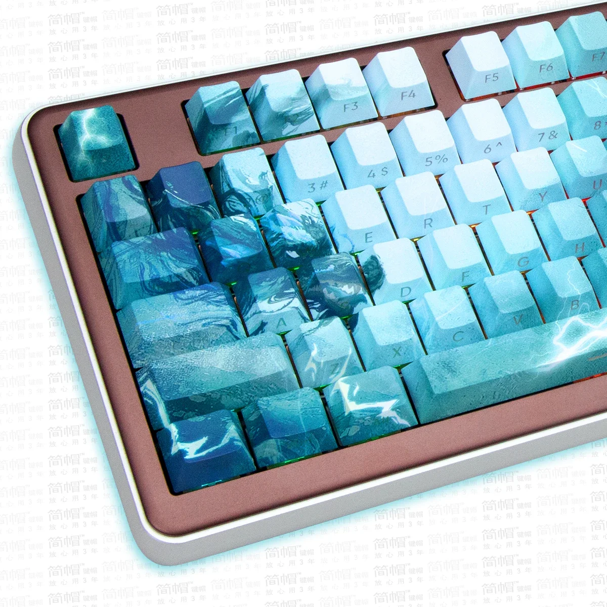 

Battle of Canglong Side Engraved Transparent PBT Keycap 128 Hot Sublimation 75/98Wooting 60HE Mechanical Keyboard Cap