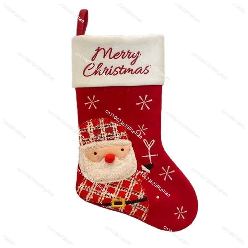 Christmas Stocking with Cartoon Pattern, Snowman Ornament, Holiday Decoration Gift