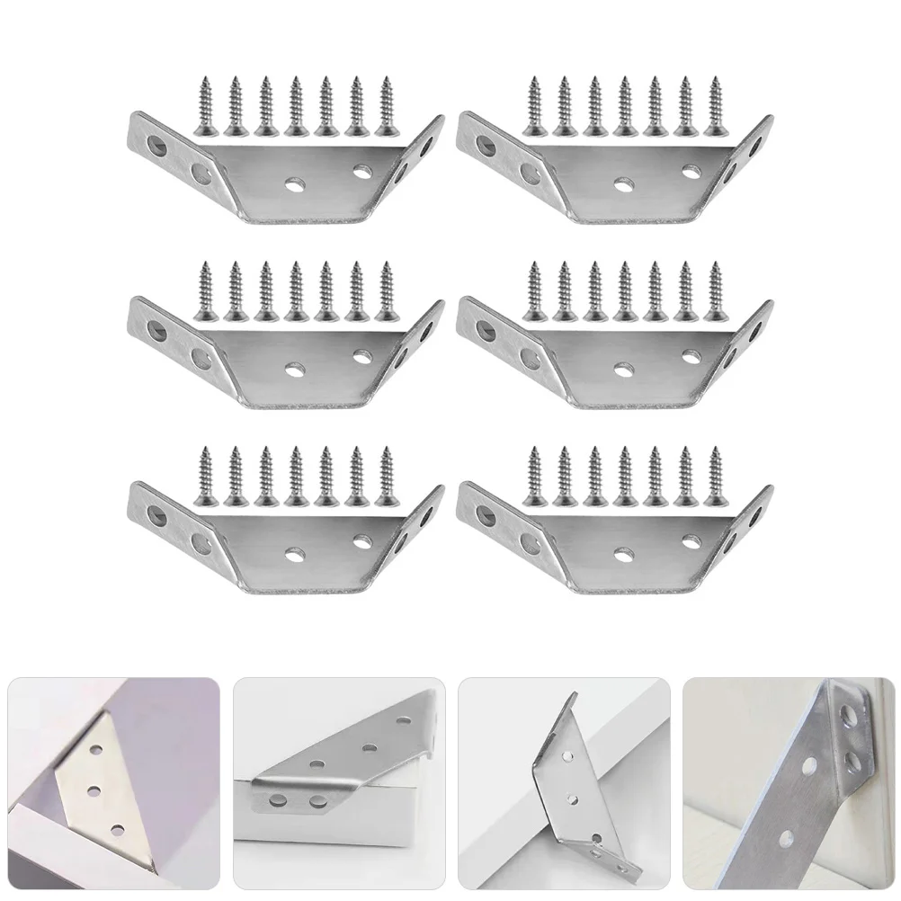 

6 комплектов угловых кронштейнов из нержавеющей стали, сверхпрочные мебельные соединители для кухни, ванной, поддержка полок, угловые скобы