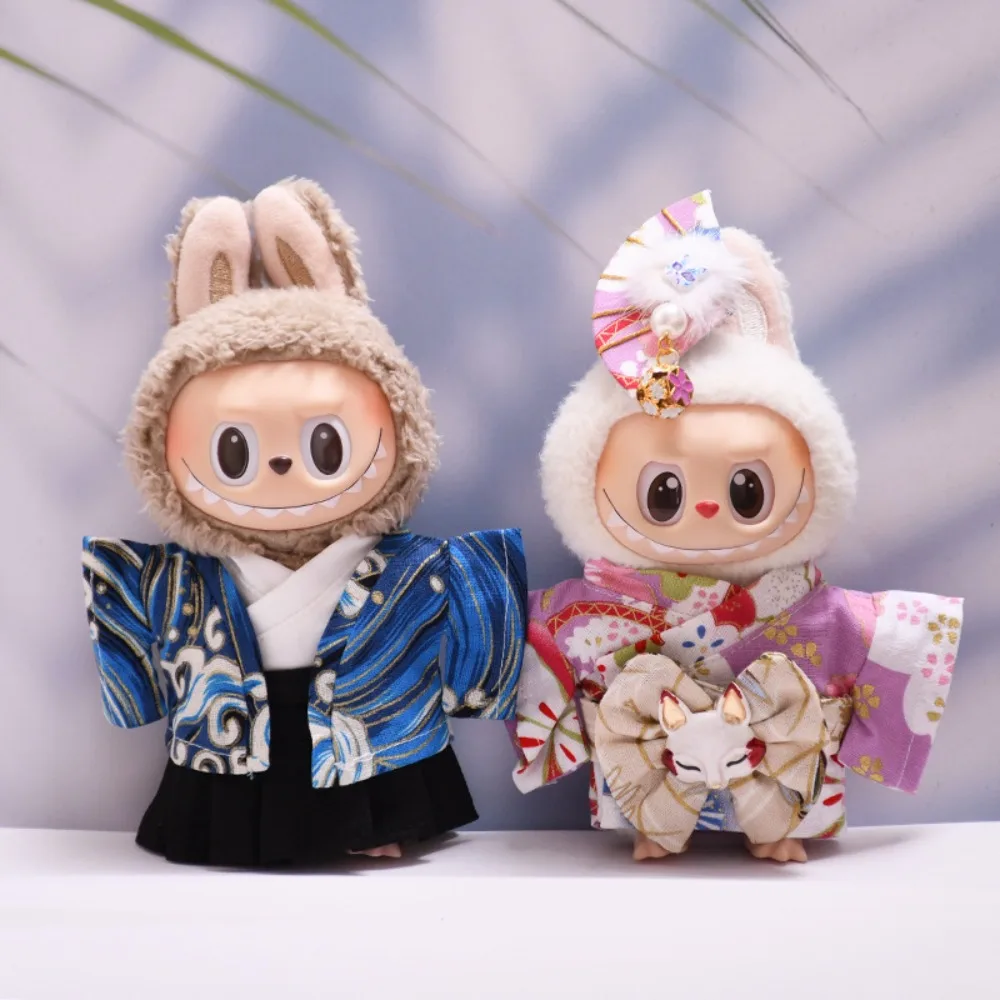 

1 комплект, 15/17 см, одежда для куклы Labubu V1V2V3, полный комплект кимоно, аксессуары для кукол, платье для переодевания, игровой дом, игра, подарочные игрушки