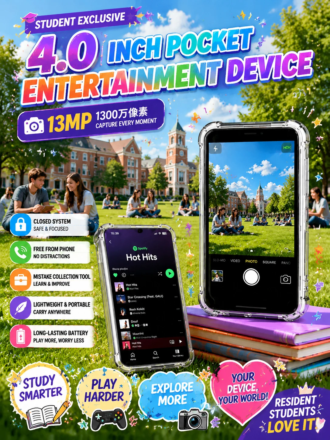 Famue MP4 MP5 Player für Studenten WiFi Bluetooth Video E-Book Kamera PMP Tragbarer Mediaplayer Touchscreen Musikplayer Gerät – Detail 1
