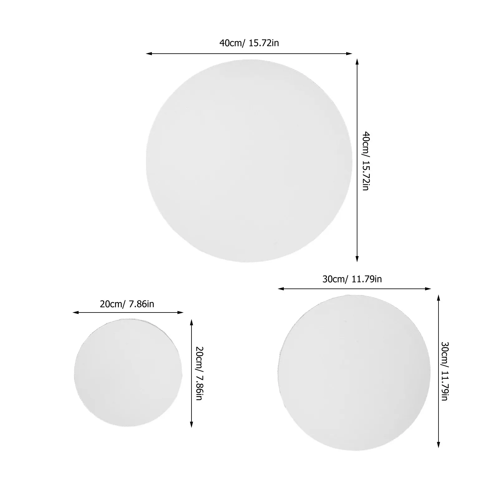 3Pcs Pure Cotton Round Canvas Frames Circular Stretched Oil Painting Boards Wood Canvas Stretcher Artist Drawing Supplies 20 30