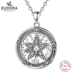 Eudora 925 Sterling Silver pentagramma rune collane per uomo bussola amuleto Guardian Star Tetragrammaton ciondolo personalità Gif