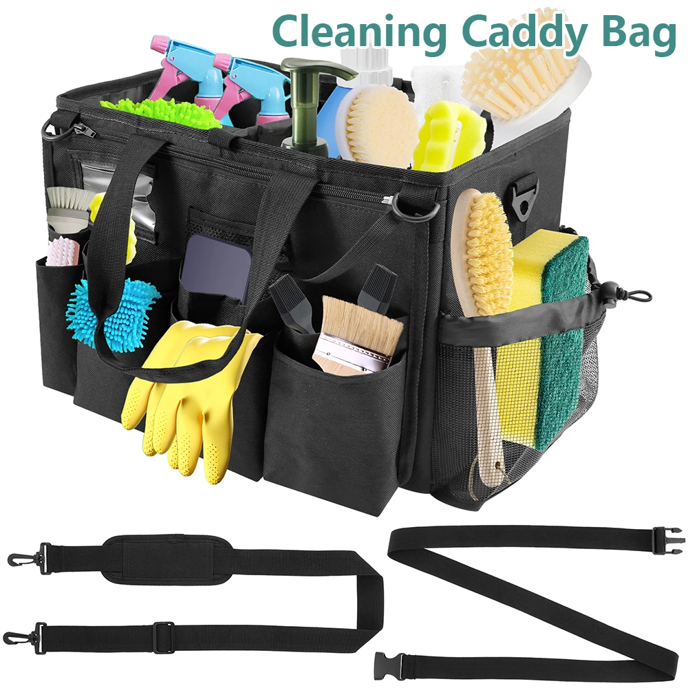 

Сумка Caddy для чистки, нейлоновая устойчивая к разрыву сумка-органайзер для чистящих средств с плечевым ремнем, большая вместительная сумка для чистящих средств