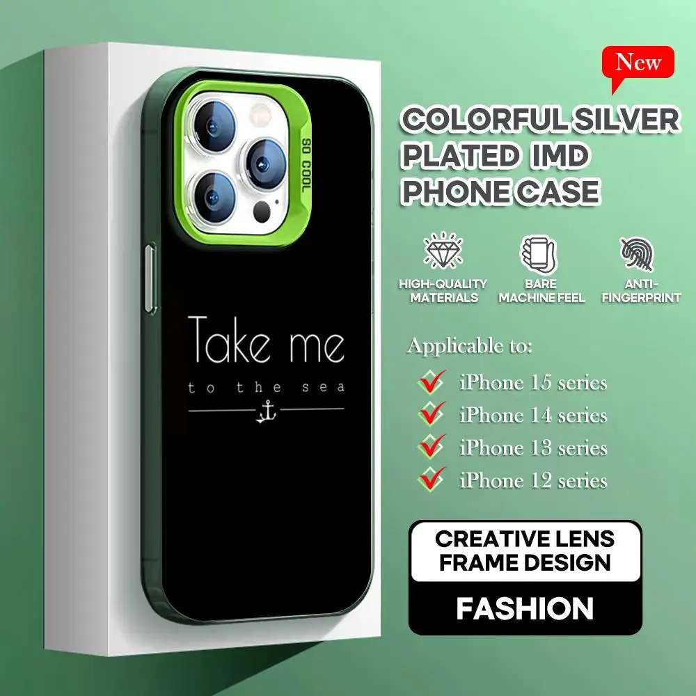 Stripes Anchor Boat Ship Wheel Phone Case green IMD Colorful Case Silver Suitable for iPhone 16 15 14 13 12 11 XS Pro Max