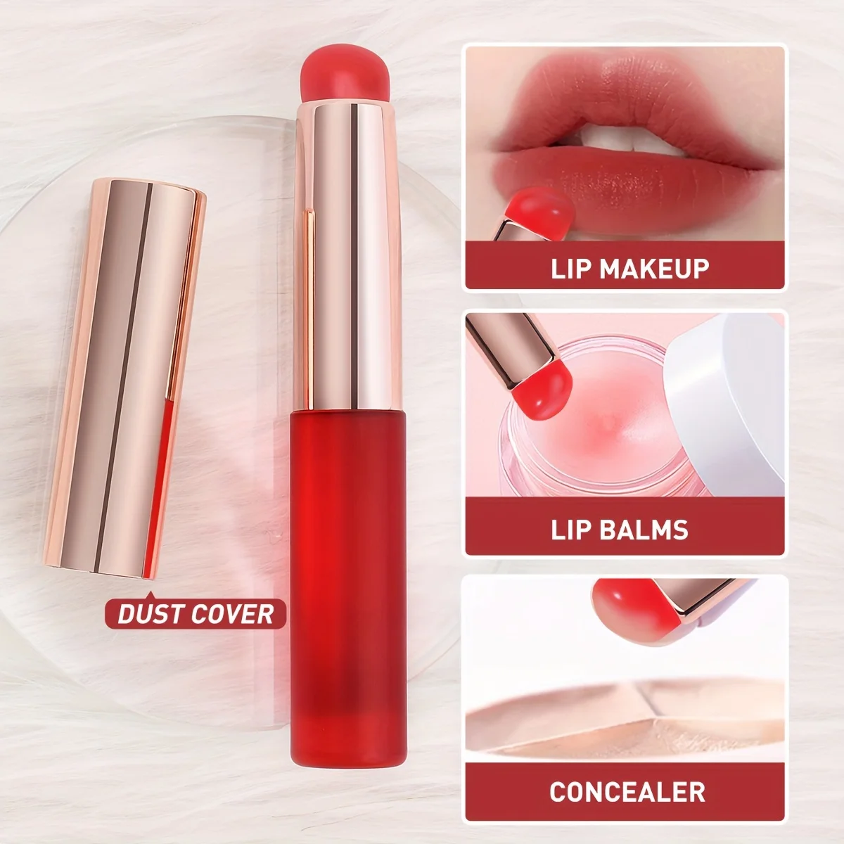 Zachte multifunctionele siliconen lippenborstel - 1-delig met dop, ronde siliconen punt, kan ook worden gebruikt voor het aanbrengen van nagellak