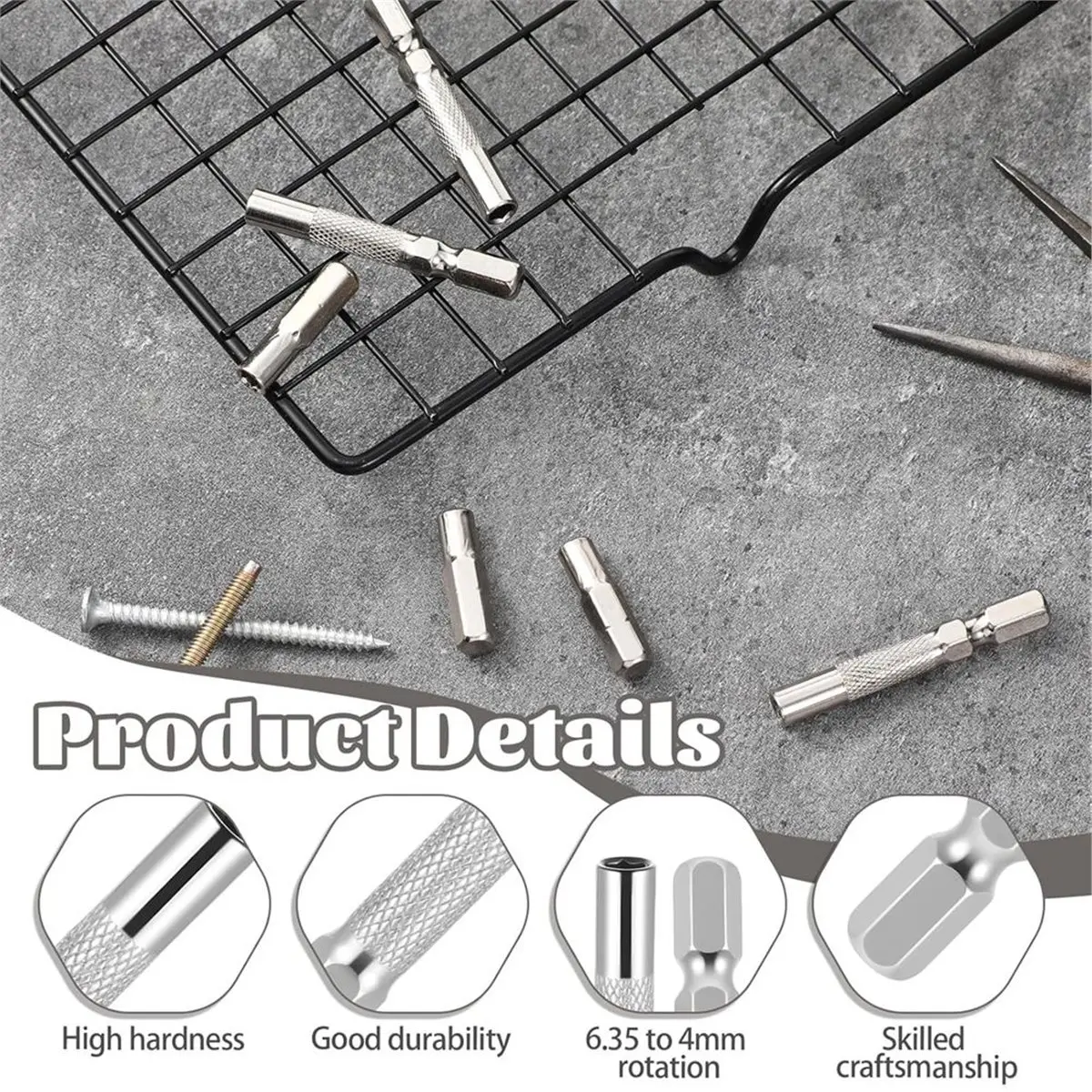Reliable- 1/4 to 4mm Bit Adapter, 6 PCS Hex Screw Driver Bit Adapter Magnetic, 1/4 to 4mm Hex Adapters,for Bits Set