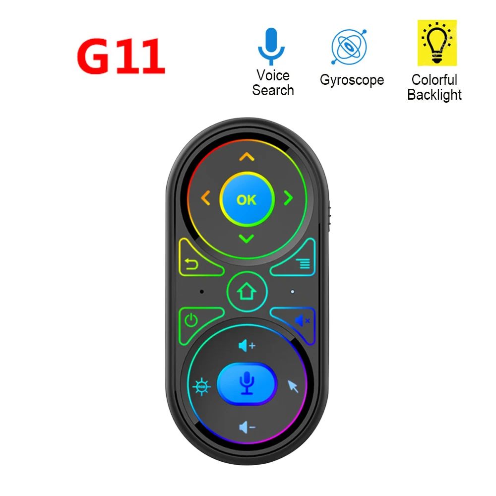 G11 Air Mouse for Google Voice Microphone RGB Gyro Mini Sensor Remote Control Backlight IR Learning 2.4G Wilress rechargeable