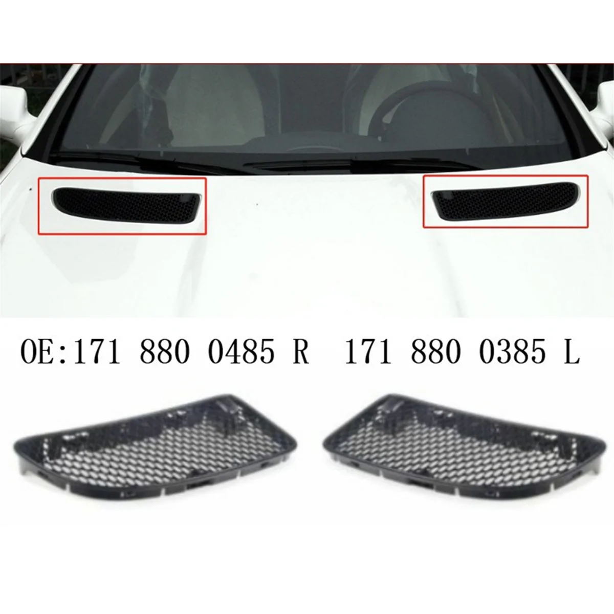 1 Pair Hood Vent Grille for Mercedes Benz R171 SLK280 SLK300 SLK350 2005-2011 1718800485 1718800385