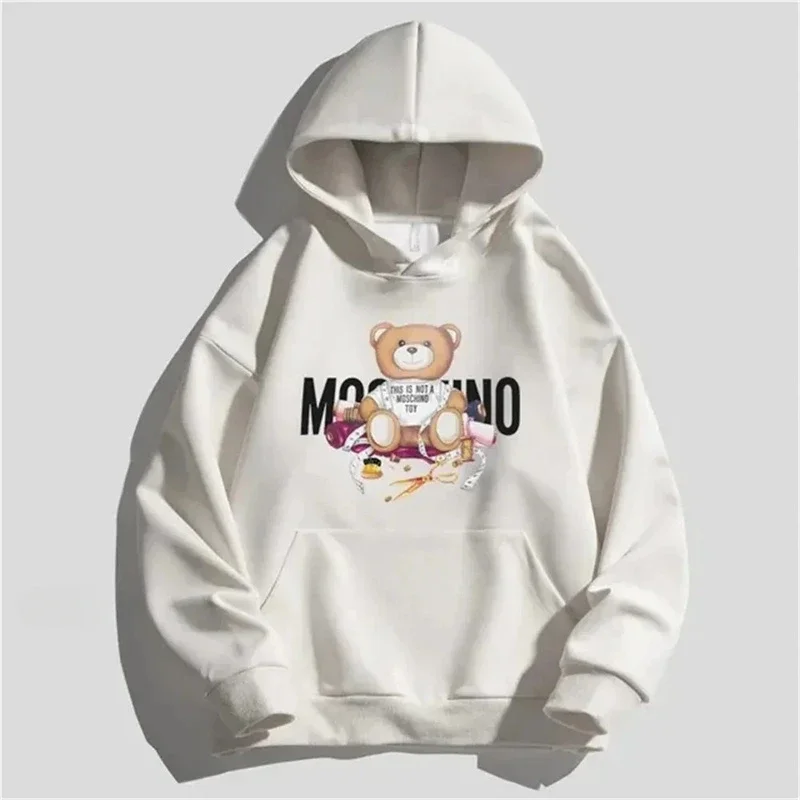 2024Luxury Fashion Bear Print Cotton Sweatshirt Casual Daily Kawaii Sweatshirt  Men/Women Autumn Winter New Vintage Kdis Hoodie