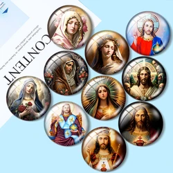 Holy Mother of Jesus Religious heart 10pcs 12mm/18mm/20mm/25mm Round photo glass cabochon demo flat back Making findings