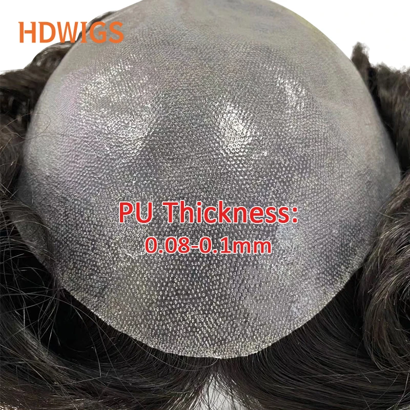 

Тонкая кожа, мужской парик для волос с узлами, мужской капиллярный протез, полный парик из искусственной кожи 0,08-0,1 мм, мужской парик из натуральных человеческих волос, парики для волос