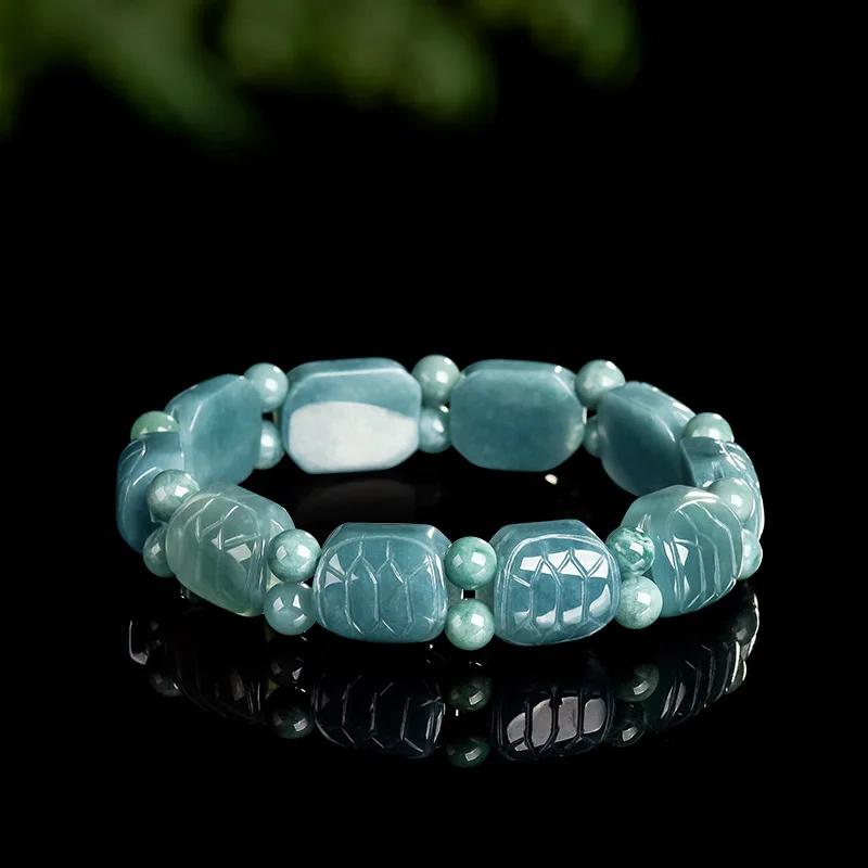 Natural Burmese Jadeite Turtle Shell Bracelet Accessories Carved Gemstone Charm Bangle Fashion Real Jade Gifts for Women