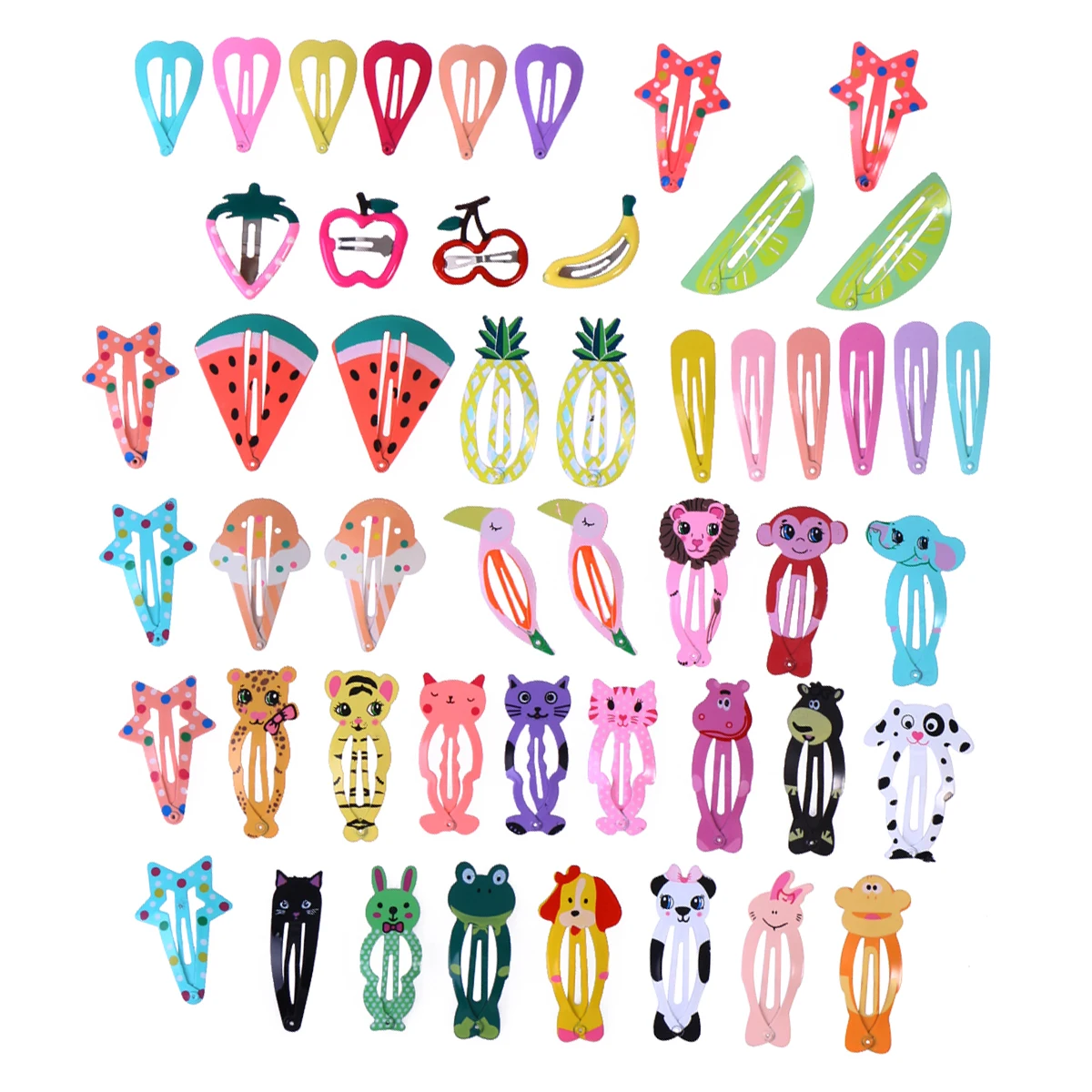 

50pcs Hair Clips Multi-Style Hair Bows Claw Snap Barrettes Accessories For Colorful Easy Wear