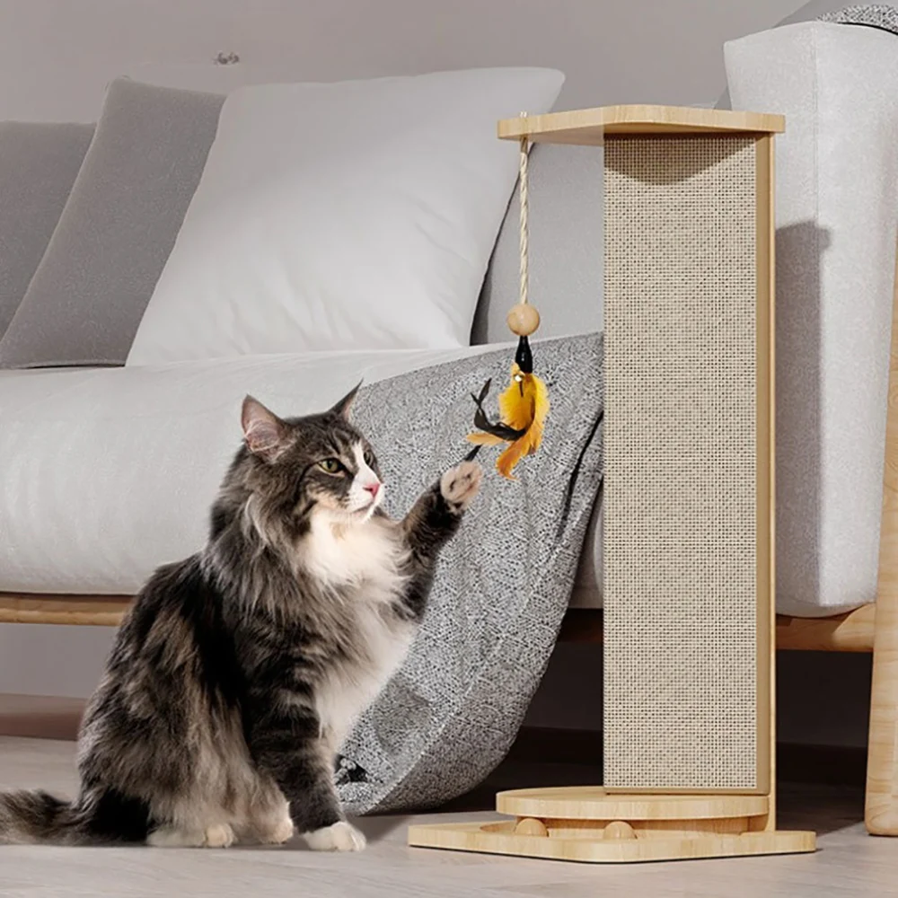 

Cat Scratching Post with Stick Balls Resistant and Non-shedding Sisal Scratch Pad Board Anti-cat Scratch Wall Cat Toy Protection