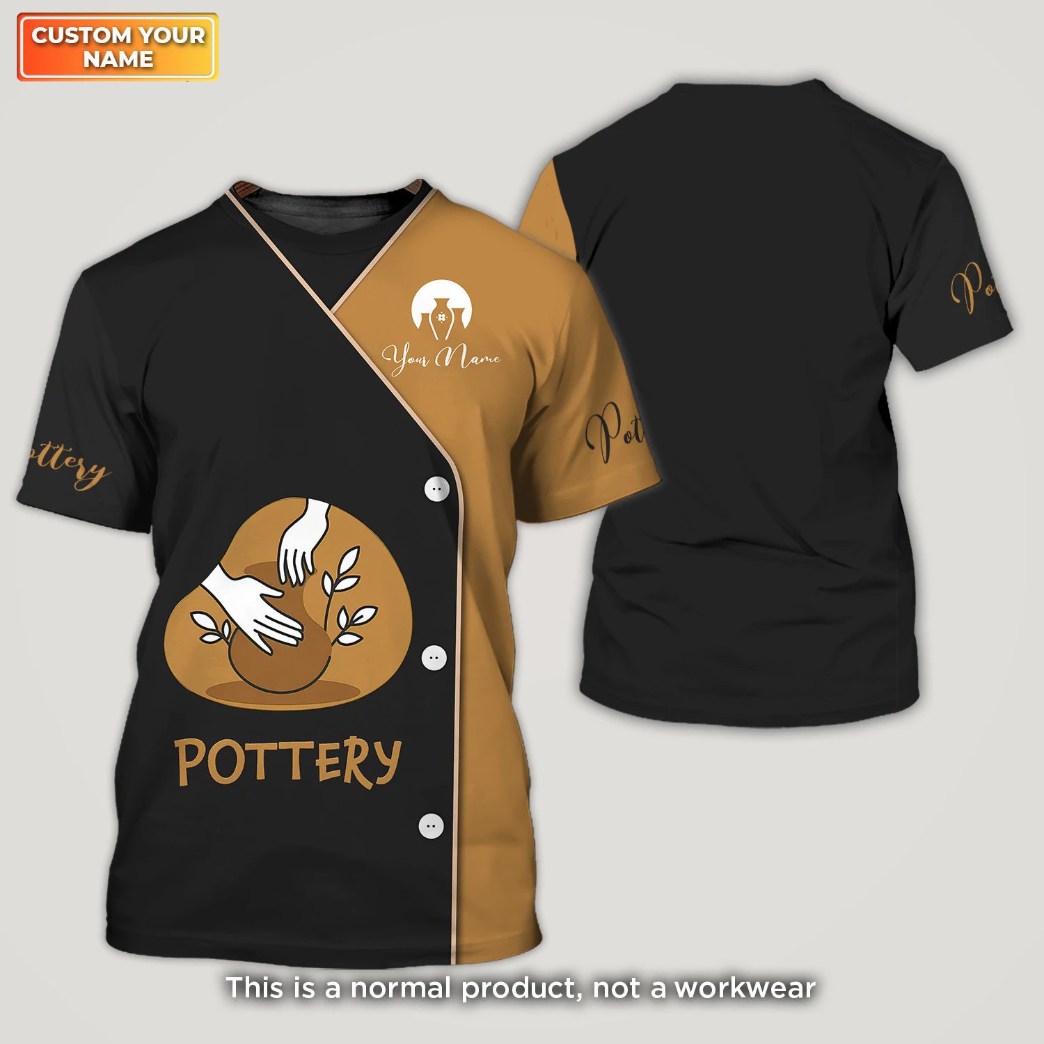 Male Potter Personalized Name Casual Advertising T-shirt Summer Cool Pottery 3D Printed Workwear Tee Oversized Unisex Pullover