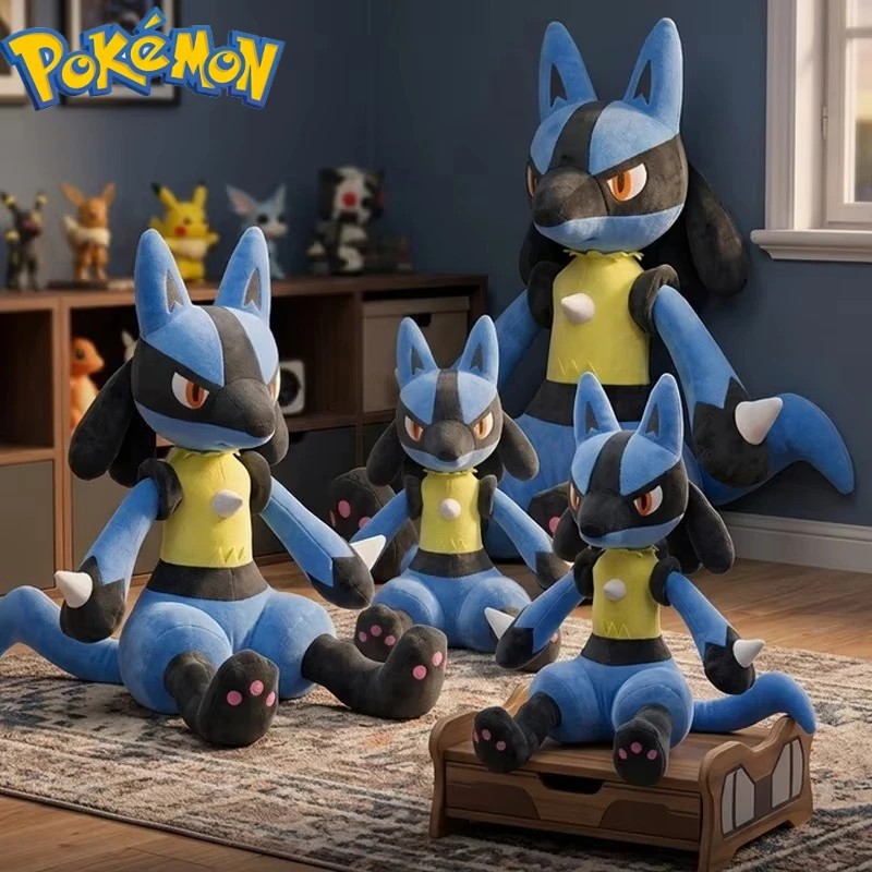 35/90CM Pokemon Lucario Plush Toy Large Size Anime Doll Cartoon Riolu Stuffed Animal Pokémon Plushie Kawaii Room Decoration Gift