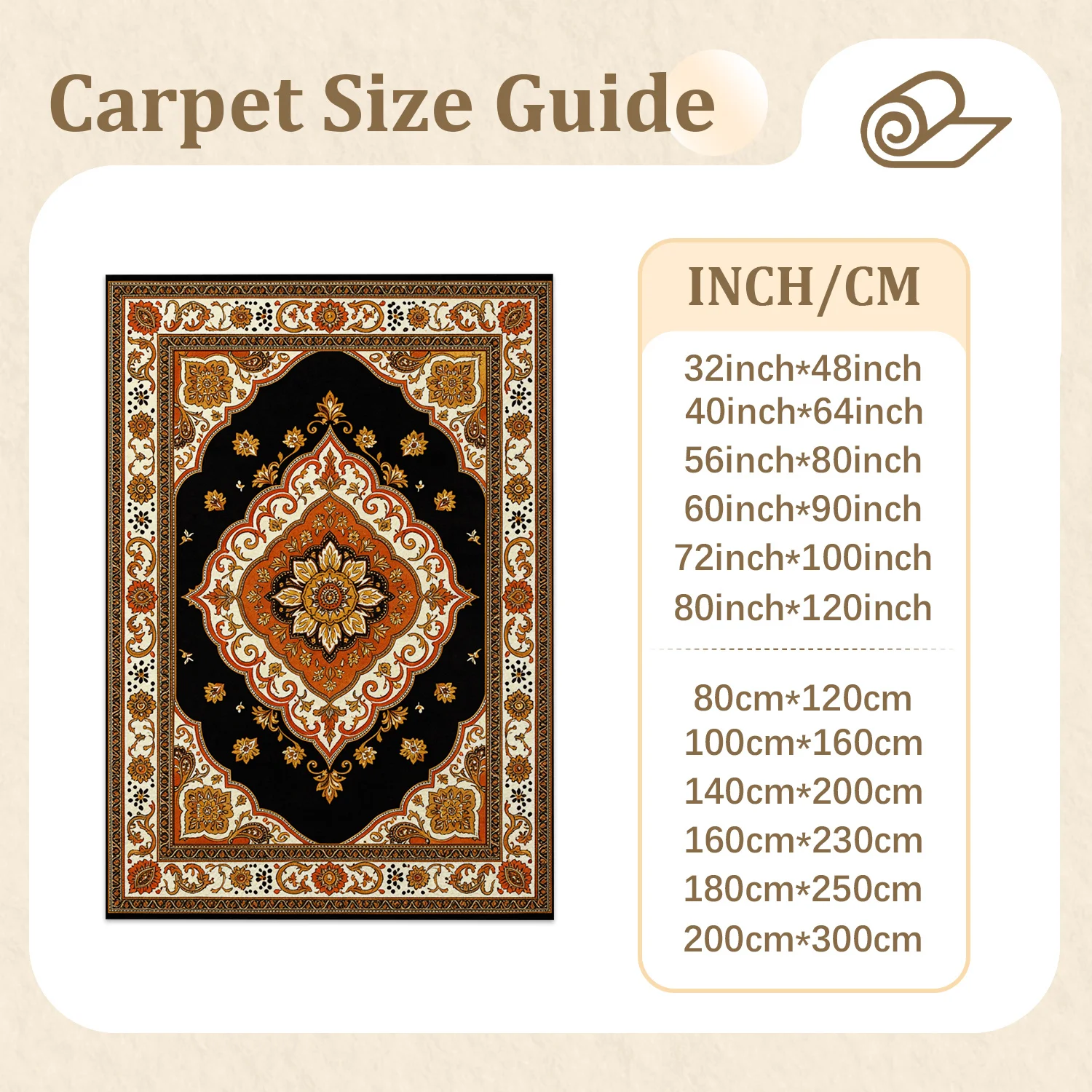 Ornate Traditional Floral Medallion Area Rug Soft Velvet Machine Washable Floor Rug for Living Room Bedroom Dining Room Halloween Thanksgiving Black Friday Cyber Monday Christmas New Year Holiday Decor