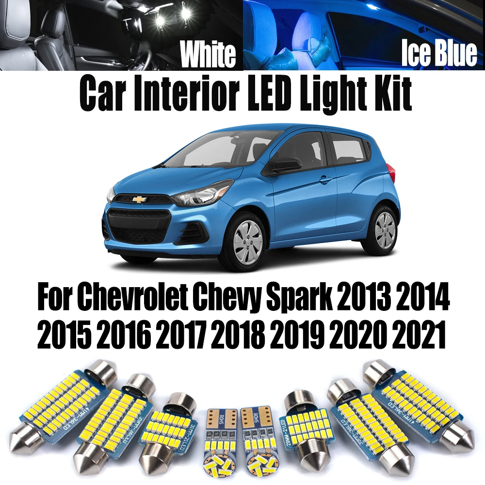 

13Pcs Canbus LED Interior Map Dome Light For Chevrolet Chevy Spark 2013- 2017 2018-2020 2021 Car Reading Bulbs Kit Accessories