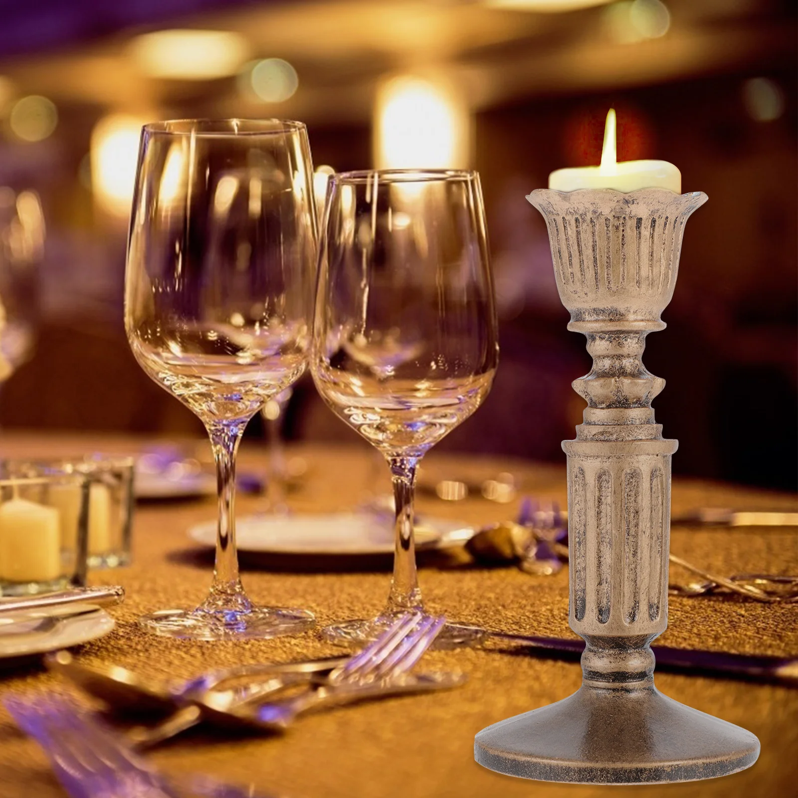 

1Pcs Art Holder Retro Decor Candlestick for Wedding Party Birthday Festival Vintage Sturdy Elegant Home Decor Gift