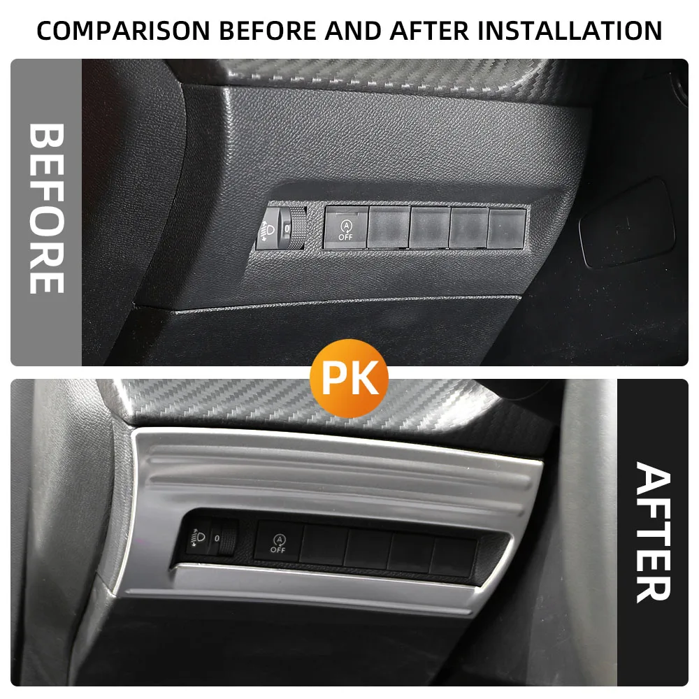 For Peugeot 208 E208 2020-2023 2008 2019-2023 E2008 2020-2022 LHD Headlight Switch Panel Cover Sticker Trim Interior Accessories