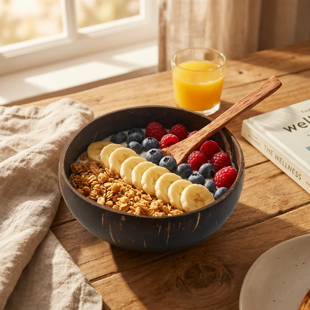 

Eco-Friendly Coconut Shell Bowl with Spoon - Handcrafted Natural Bowl for Food, Smoothie, Salad&Dessert, Sustainable Kitchenware