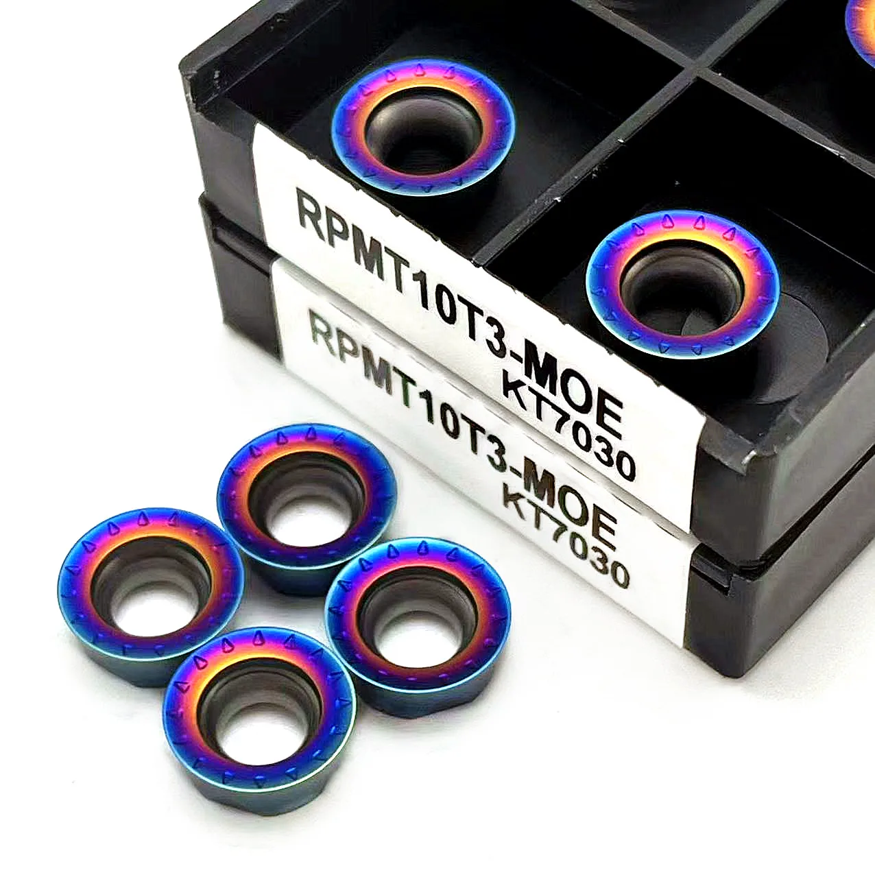 Nano Blue 10Pcs RPMT1204 RPMT10T3 MOE KT7030 CNC การประมวลผลโลหะเครื่องมือกลึงมิลลิ่งแทรกสามารถจัดทำดัชนีเครื่องกลึง