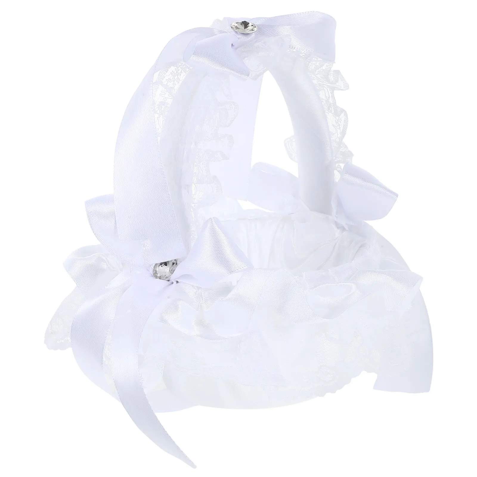 

1pc Lace Flower Basket for Wedding Small Storage Baskets White Girl Scatter Petals Floral Decor Storage